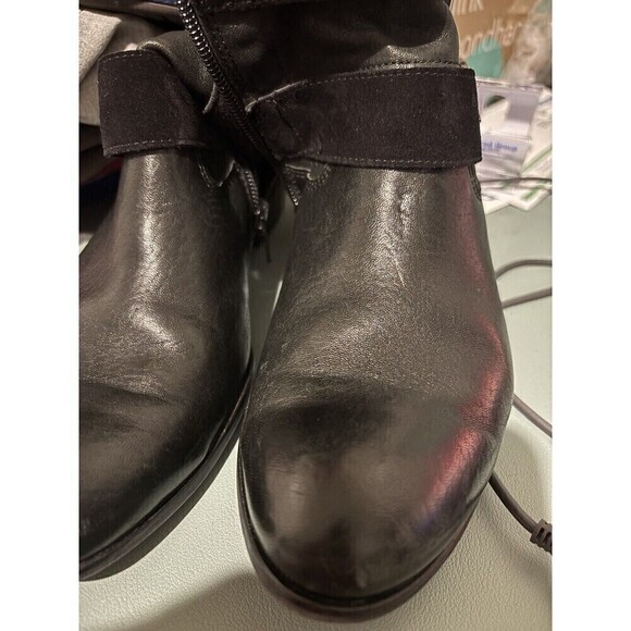 Paul Green Denver Biker Moto Boots Black Leather 8 Harness Buckles - Picture 10 of 12